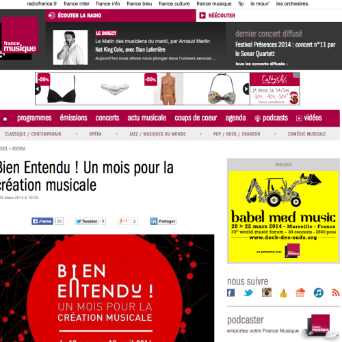 Agenda Radio France - 8 mars 2014
